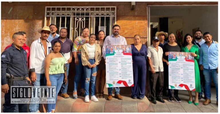 Inician los festejos patrios en Tuzantla con la tradicional pega del Bando Solemne