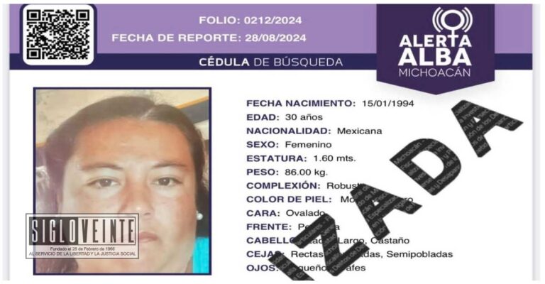 Localizan ilesa a mujer de 30 años desaparecida en Huetamo