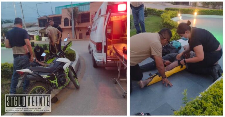 A toda velocidad y sin control, motociclista se estrella en glorieta Amalia Mendoza de Huetamo y queda herido