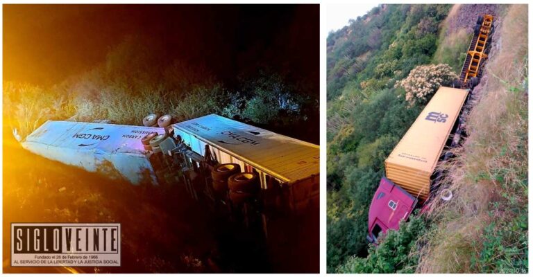 Dos volcaduras de trailer en la Autopista Siglo XXI dejan daños materiales