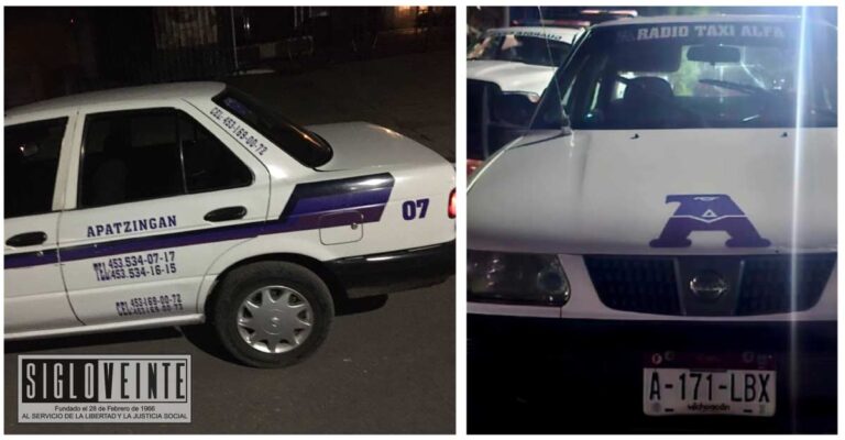 En Apatzingán, sujetos armados roban taxi, después asaltan 2 gasolinerías, luego un Oxxo y abandonan el taxi