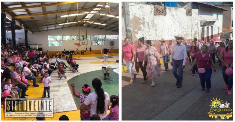 Encabezan autoridades municipales caminata y plática por el Día Mundial Contra el Cáncer de Mama en Carácuaro