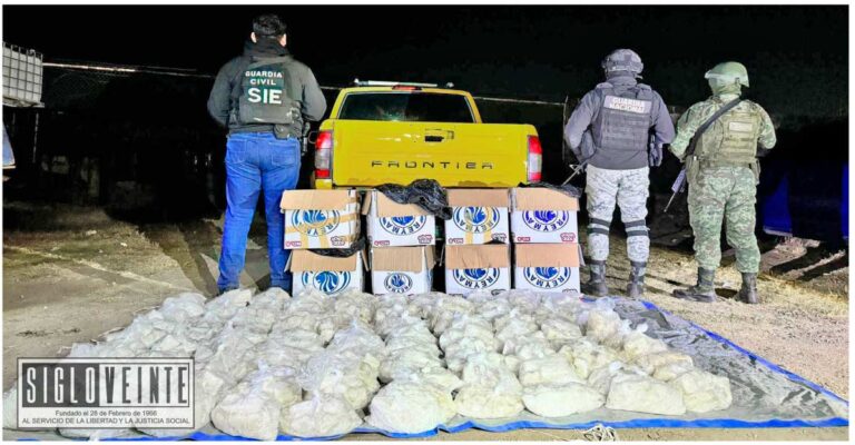 Agentes federales y estatales decomisan 115 kilos de metanfetamina en pensión de automóviles en Morelia