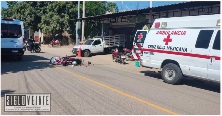 Colisión en el Libramiento de Huetamo deja a un motociclista lesionado