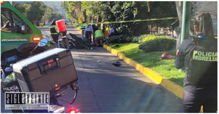 En Morelia, una mujer fallece y joven resulta lesionado en accidente con motocicleta recién comprada en Elektra
