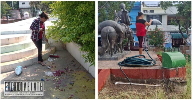 Municipio de Carácuaro realiza acciones de embellecimiento y mantenimiento de espacios públicos