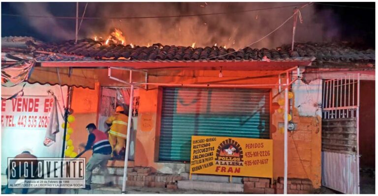 Incendio en local comercial de Huetamo moviliza a cuerpos de emergencia, no hay lesionados