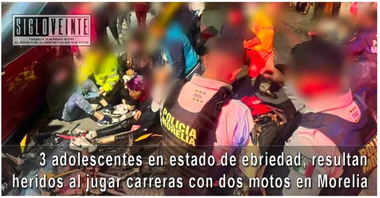 3 adolescentes en estado de ebriedad, resultan heridos al jugar carreras con dos motos en Morelia