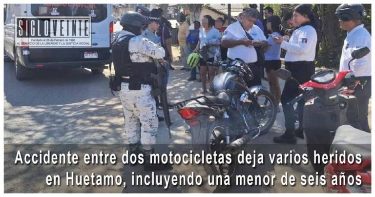Accidente entre dos motocicletas deja varios heridos en Huetamo, incluyendo una menor de seis años