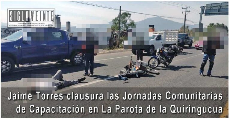 Choque entre ciclista y motociclista deja tres heridos en la salida Quiroga de Morelia