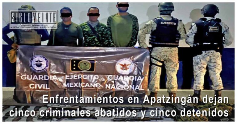 Enfrentamientos en Apatzingán dejan cinco criminales abatidos y cinco detenidos