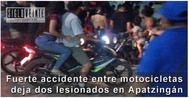 Fuerte accidente entre motocicletas deja dos lesionados en Apatzingán