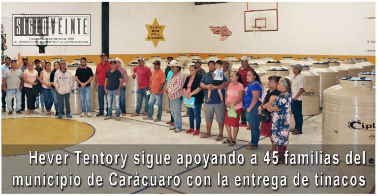 Hever Tentory sigue apoyando a 45 familias del municipio de Carácuaro con la entrega de tinacos