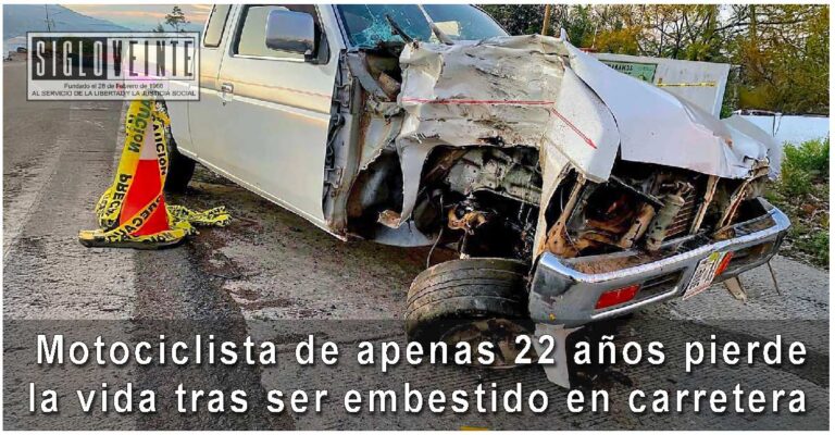 Motociclista de apenas 22 años pierde la vida tras ser embestido en carretera