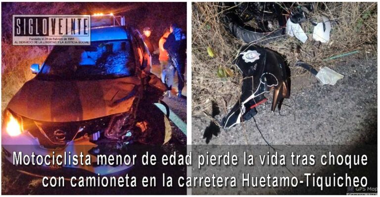 Motociclista menor de edad pierde la vida tras choque con camioneta en la carretera Huetamo-Tiquicheo
