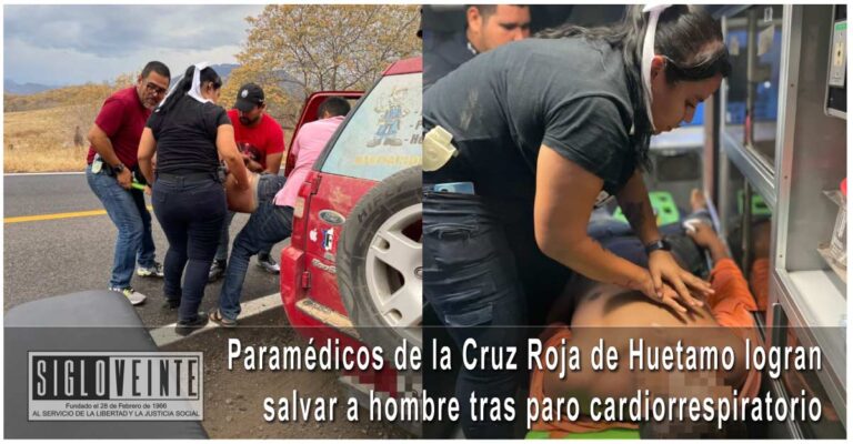 Paramédicos de la Cruz Roja de Huetamo logran salvar a hombre tras paro cardiorrespiratorio