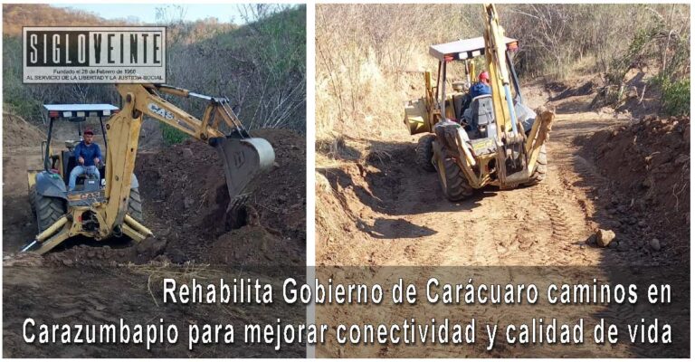 Rehabilitan caminos en Carazumbapio para mejorar conectividad y calidad de vida