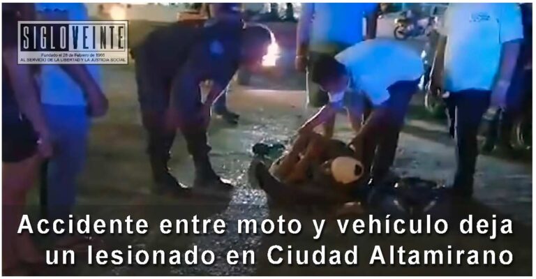 Accidente entre moto y vehículo deja un lesionado en Ciudad Altamirano