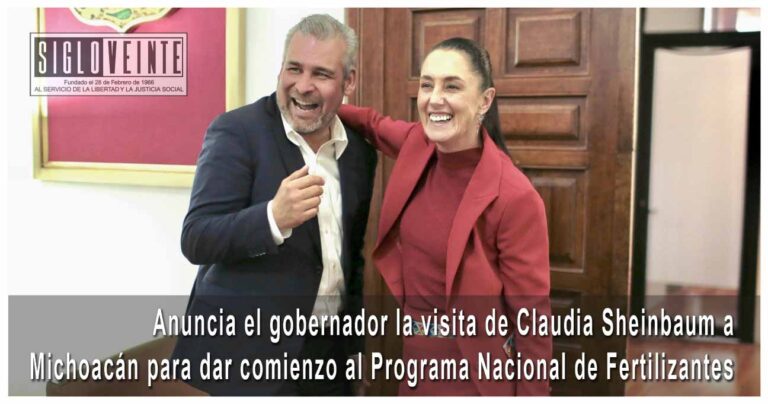Anuncia el gobernador la visita de Claudia Sheinbaum a Michoacán para dar comienzo al Programa Nacional de Fertilizantes