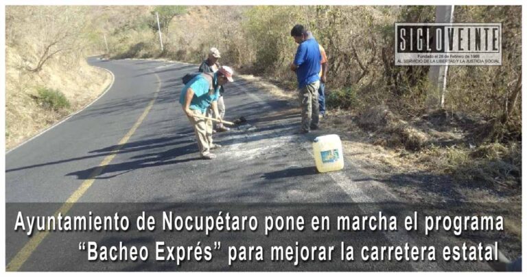 Ayuntamiento de Nocupétaro pone en marcha el programa “Bacheo Exprés” para mejorar la carretera estatal