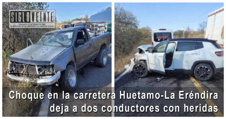 Choque en la carretera Huetamo-La Eréndira deja a dos conductores con heridas