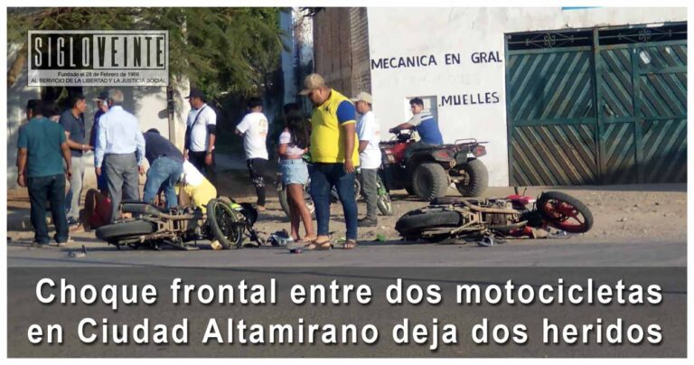 Choque frontal entre dos motocicletas en Ciudad Altamirano deja dos heridos