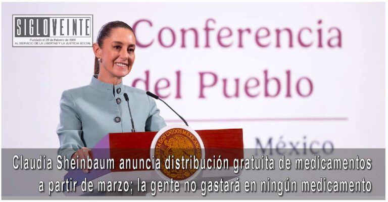 Claudia Sheinbaum anuncia distribución gratuita de medicamentos a partir de marzo; la gente no gastará en ningún medicamento