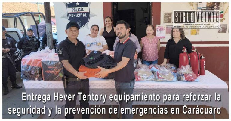 Entrega Hever Tentory equipamiento para reforzar la seguridad y la prevención de emergencias en Carácuaro