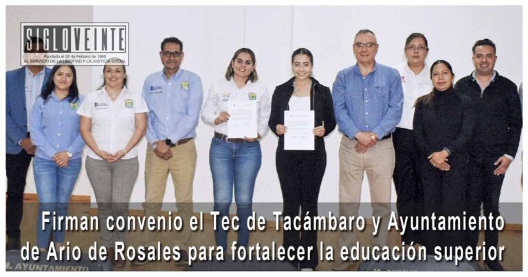 Firman convenio el Tec de Tacámbaro y| Ayuntamiento de Ario de Rosales para fortalecer la educación superior
