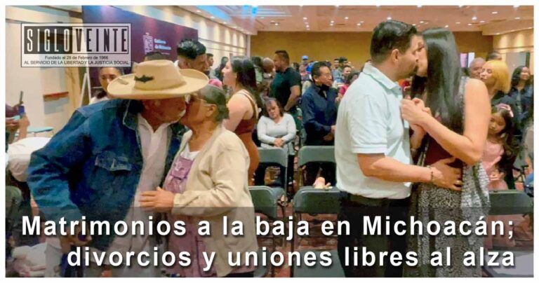 Matrimonios a la baja en Michoacán; divorcios y uniones libres al alza