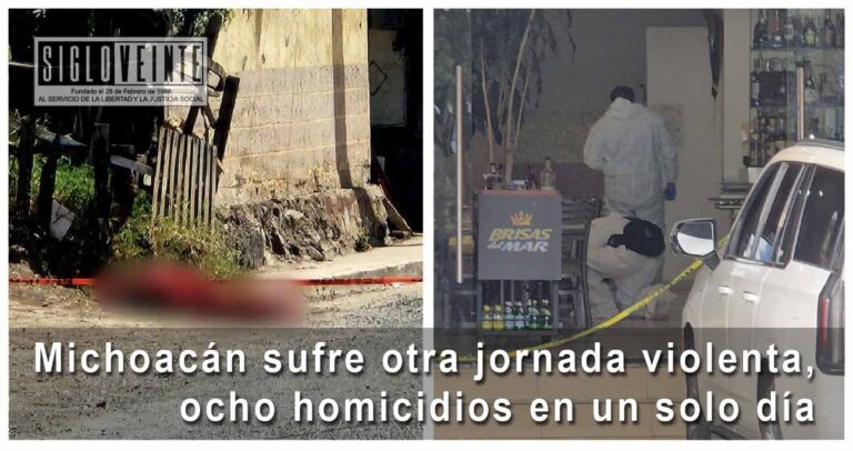 Michoacán sufre otra jornada violenta, ocho homicidios en un solo día