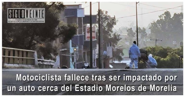 Motociclista fallece tras ser impactado por un auto cerca del Estadio Morelos de Morelia
