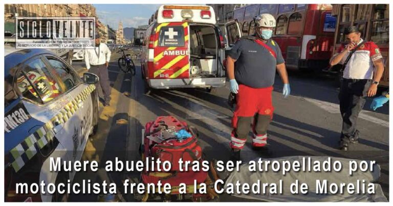 Muere abuelito tras ser atropellado por motociclista frente a la Catedral de Morelia