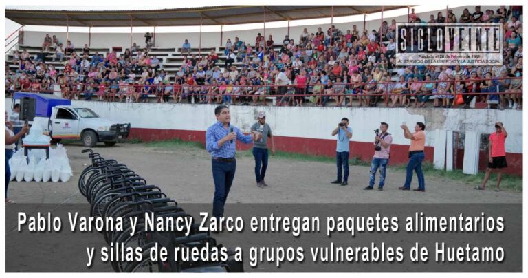 Pablo Varona y Nancy Zarco entregan paquetes alimentarios y sillas de ruedas a grupos vulnerables de Huetamo