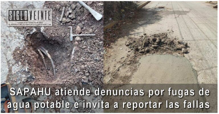 SAPAHU atiende denuncias por fugas de agua potable e invita a reportar las fallas
