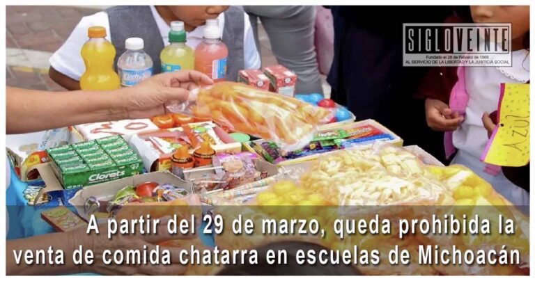 A partir del 29 de marzo, queda prohibida la venta de comida chatarra en escuelas de Michoacán