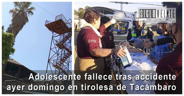 Adolescente fallece tras accidente ayer domingo en tirolesa de Tacámbaro