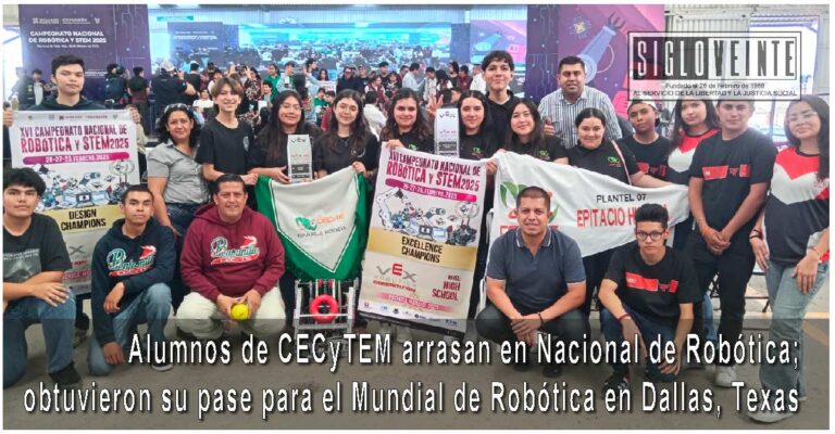 Alumnos de CECyTEM arrasan en Nacional de Robótica; obtuvieron su pase para el Mundial de Robótica en Dallas, Texas