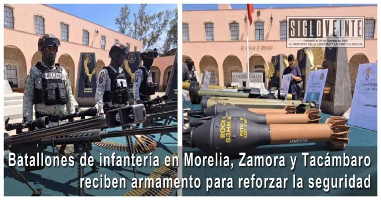 Batallones de infantería en Morelia, Zamora y Tacámbaro reciben armamento para reforzar la seguridad