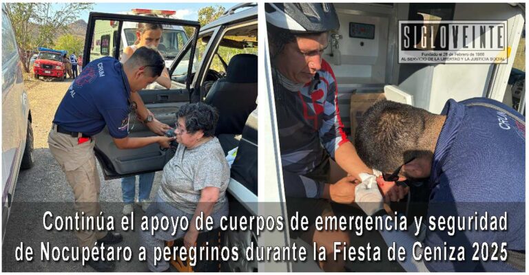 Continúa el apoyo de cuerpos de emergencia y seguridad de Nocupétaro a peregrinos durante la Fiesta de Ceniza 2025