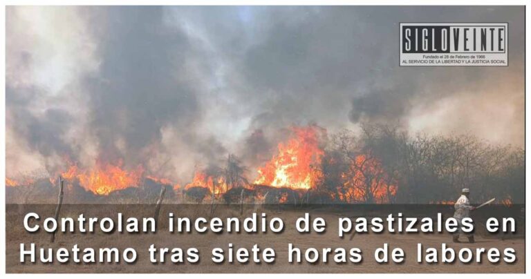 Controlan incendio de pastizales en Huetamo tras siete horas de labores