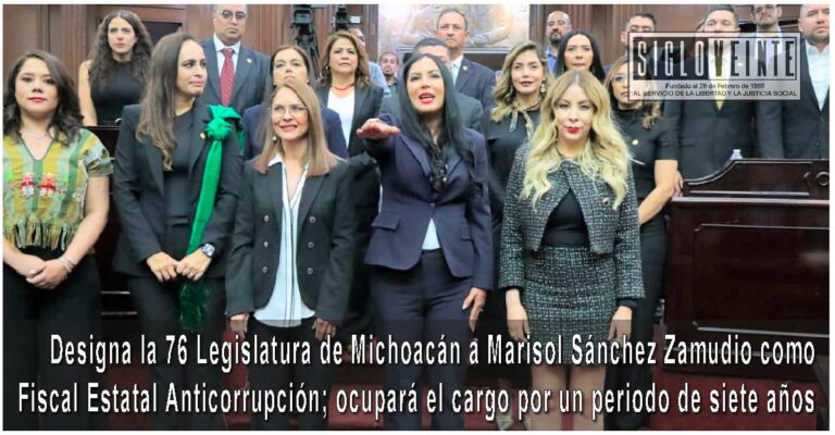 Designa la 76 Legislatura de Michoacán a Marisol Sánchez Zamudio como Fiscal Estatal Anticorrupción; ocupará el cargo por un periodo de siete años