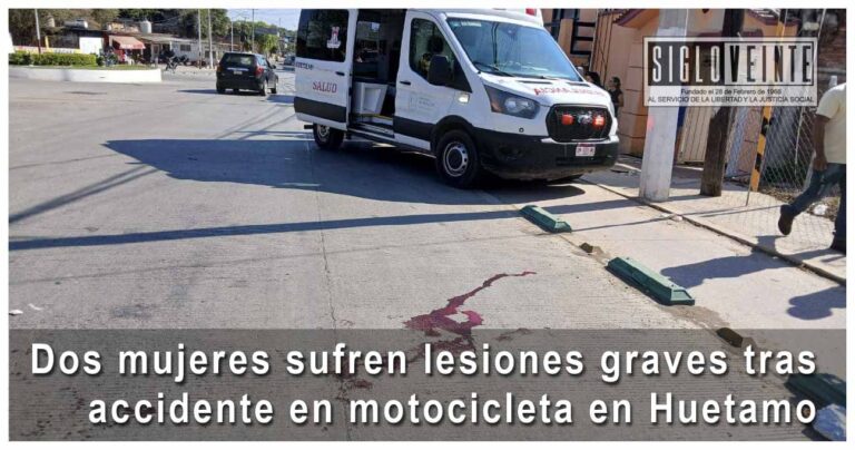Dos mujeres sufren lesiones graves tras accidente en motocicleta en Huetamo