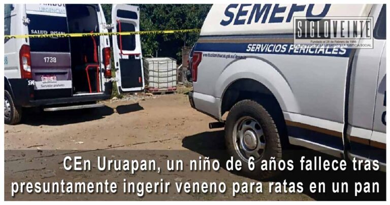 En Uruapan, un niño de 6 años fallece tras presuntamente ingerir veneno para ratas en un pan