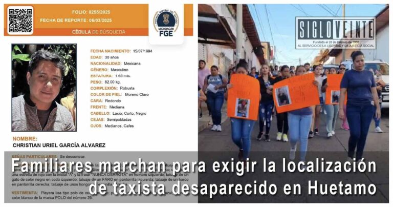 Familiares marchan para exigir la localización de taxista desaparecido en Huetamo
