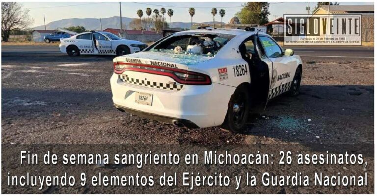 Fin de semana sangriento en Michoacán: 26 asesinatos, incluyendo 9 elementos del Ejército y la Guardia Nacional