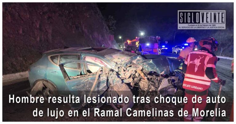 Hombre resulta lesionado tras choque de auto de lujo en el Ramal Camelinas de Morelia