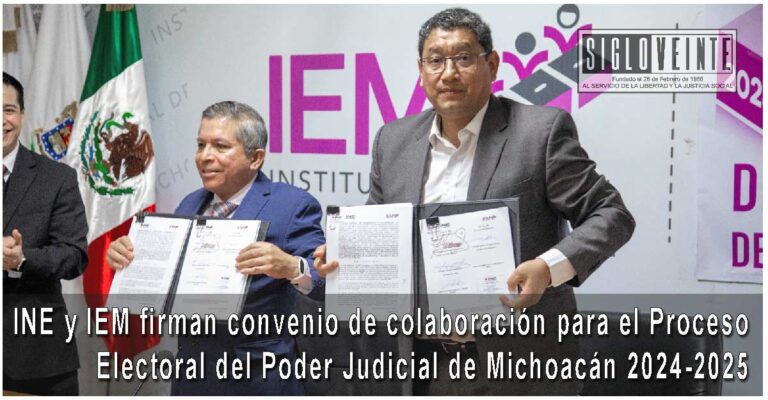 INE y IEM firman convenio de colaboración para el Proceso Electoral del Poder Judicial de Michoacán 2024-2025