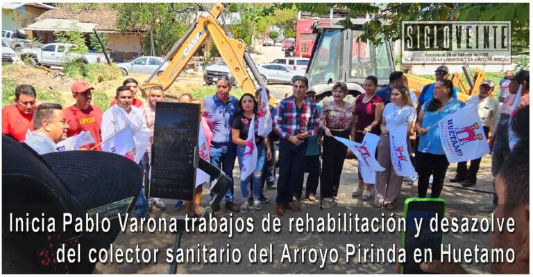 Inicia Pablo Varona trabajos de rehabilitación y desazolve del colector sanitario del Arroyo Pirinda en Huetamo