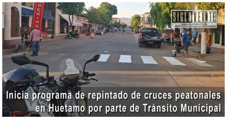 Inicia programa de repintado de cruces peatonales en Huetamo por parte de Tránsito Municipal